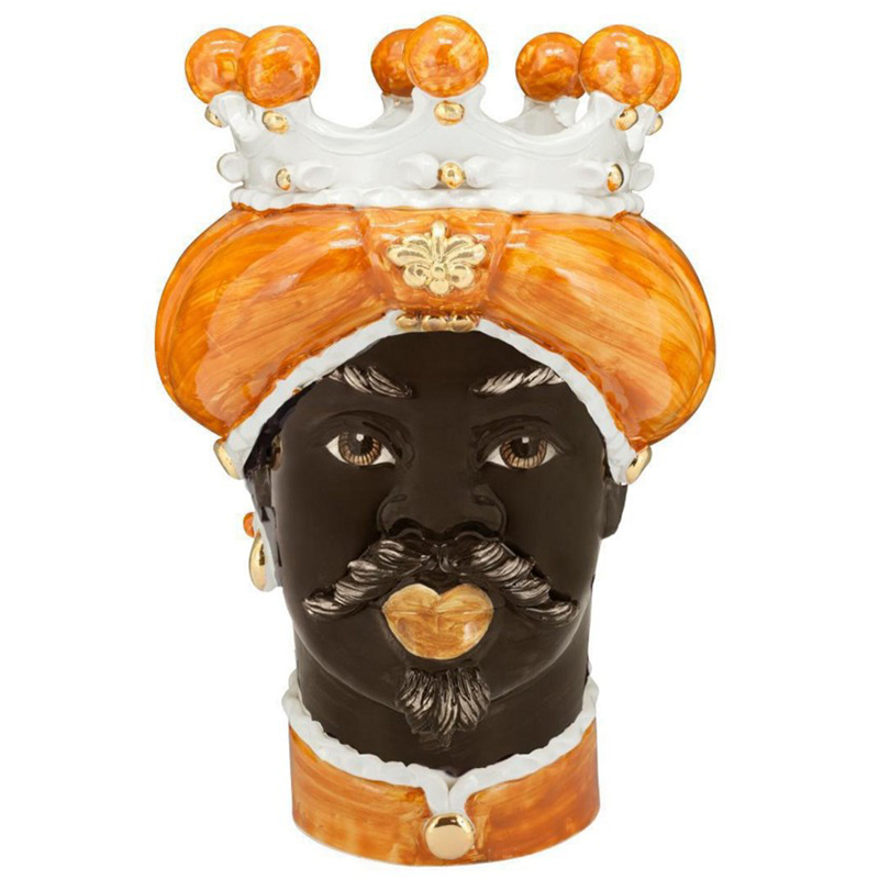 Ваза Vase Moro Man Medium New Ocher Оранжевый Коричневый Белый Золотой Ваза Vase Moro Man Medium New Ocher Оранжевый Коричневый Белый Золотой в Рязани | Loft Concept