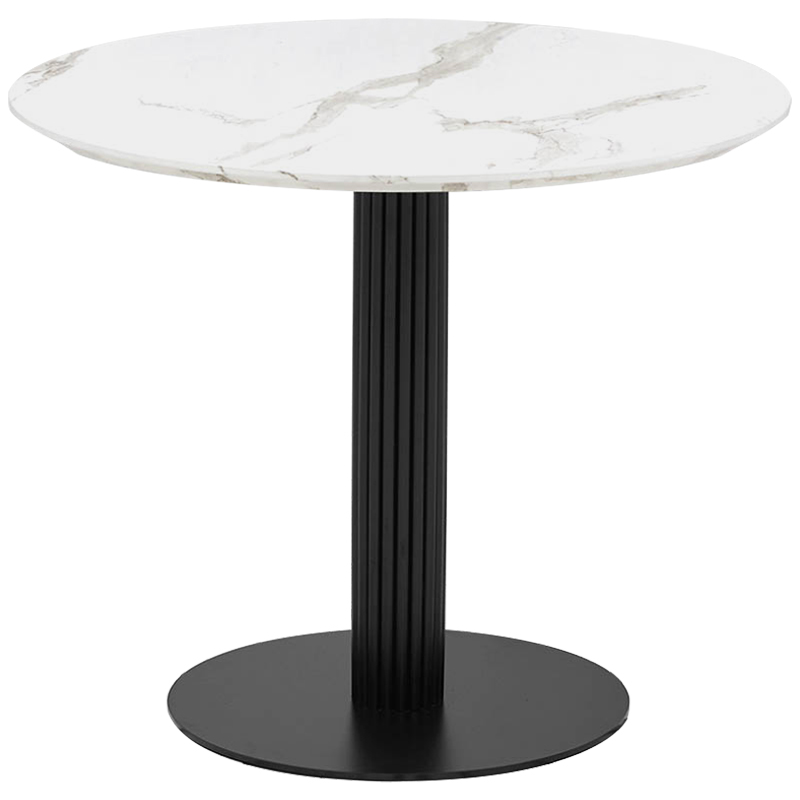 Круглый обеденный стол Blanca Marble Dinner Table столешница с рисунком под мрамор Черный Белый Круглый обеденный стол Blanca Marble Dinner Table столешница с рисунком под мрамор Черный Белый в Рязани | Loft Concept