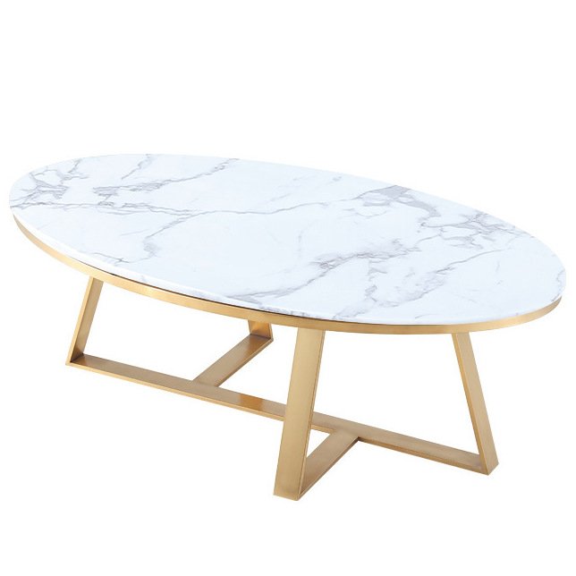 Кофейный стол Marble Oval Table Латунь Белый Кофейный стол Marble Oval Table Латунь Белый в Рязани | Loft Concept