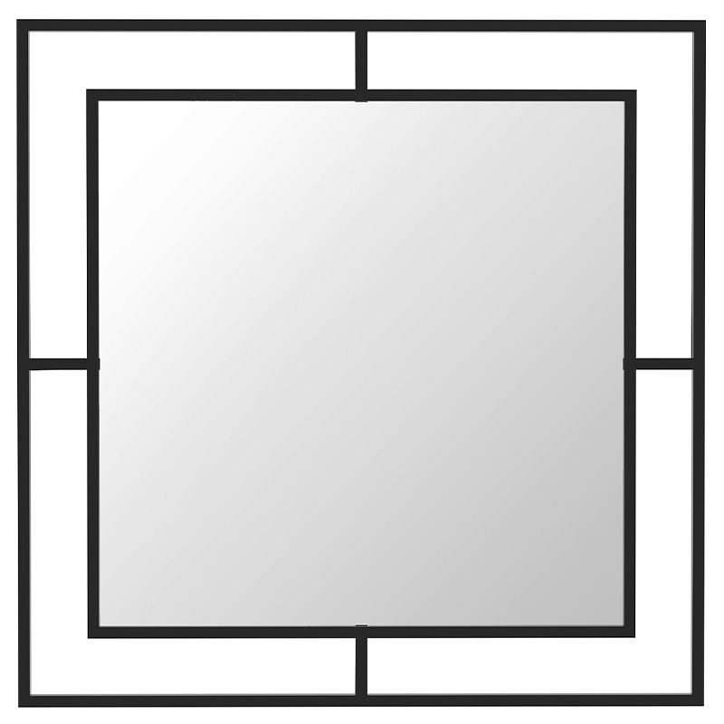 Настенное зеркало квадратной формы в черной металлической раме CORNER MIRROR BLACK Черный Настенное зеркало квадратной формы в черной металлической раме CORNER MIRROR BLACK Черный в Рязани | Loft Concept