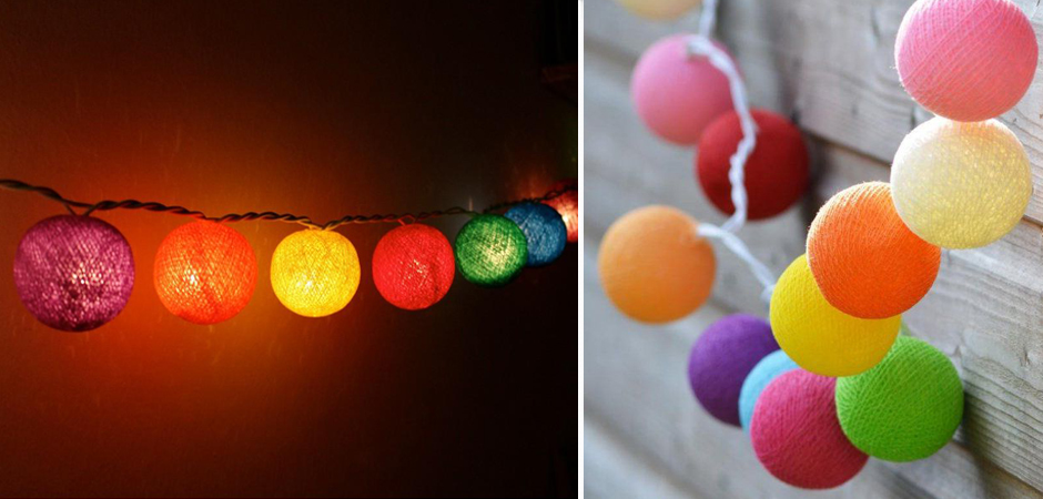 Гирлянда хлопковые фонарики Сotton Ball Rainbow - Loft-Concept в Рязани