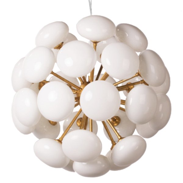 Люстра Mid-Century Sputnik Milk Glass Chandelier Золотой Прозрачный белый Люстра Mid-Century Sputnik Milk Glass Chandelier Золотой Прозрачный белый в Рязани | Loft Concept