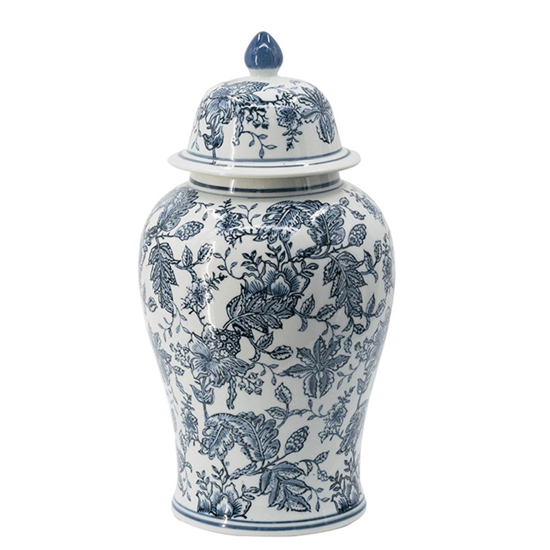 Ваза с крышкой Oriental Ornament Vases Белый Синий Ваза с крышкой Oriental Ornament Vases Белый Синий в Рязани | Loft Concept