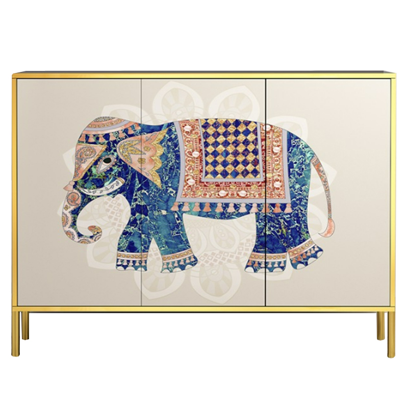 Комод с орнаментом Индийский Слон ivory ( слоновая кость ) Синий Латунь Комод с орнаментом Индийский Слон ivory ( слоновая кость ) Синий Латунь в Рязани | Loft Concept