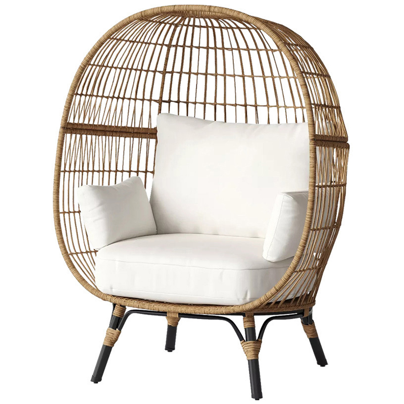 Плетеное кресло Myah Wicker Armchair Бежевый Древесина Черный в Рязани | Loft Concept 