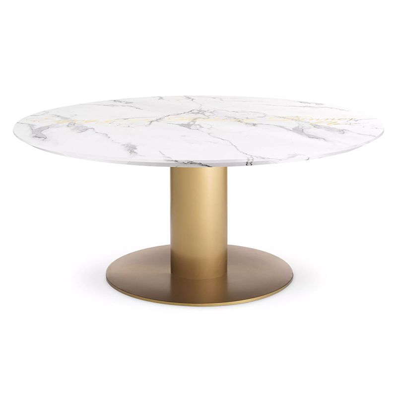 Круглый обеденный стол с белой мраморной столешницей Philipp Plein Dining Table Enjoy Золотой Белый Мрамор Bianco Круглый обеденный стол с белой мраморной столешницей Philipp Plein Dining Table Enjoy Золотой Белый Мрамор Bianco в Рязани | Loft Concept