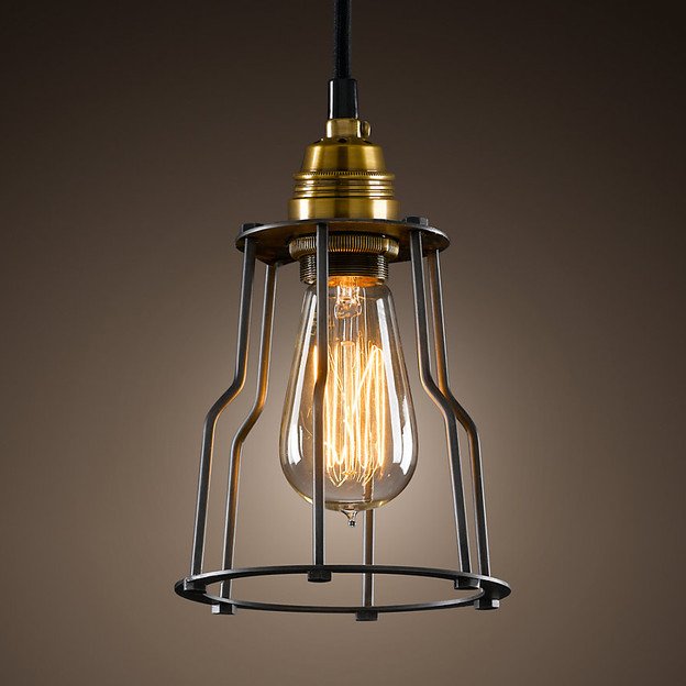 Подвесной светильник Loft Industrial Cage Filament Pendant Бронза Черный Подвесной светильник Loft Industrial Cage Filament Pendant Бронза Черный в Рязани | Loft Concept