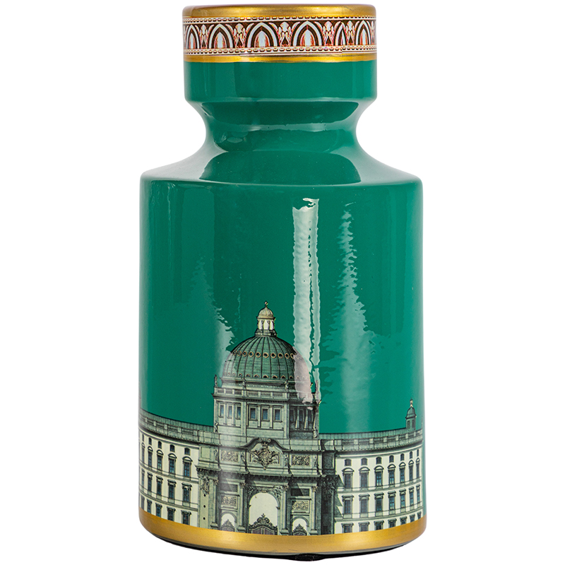 Ваза Old Town Green Vase Зеленый Золотой Ваза Old Town Green Vase Зеленый Золотой в Рязани | Loft Concept