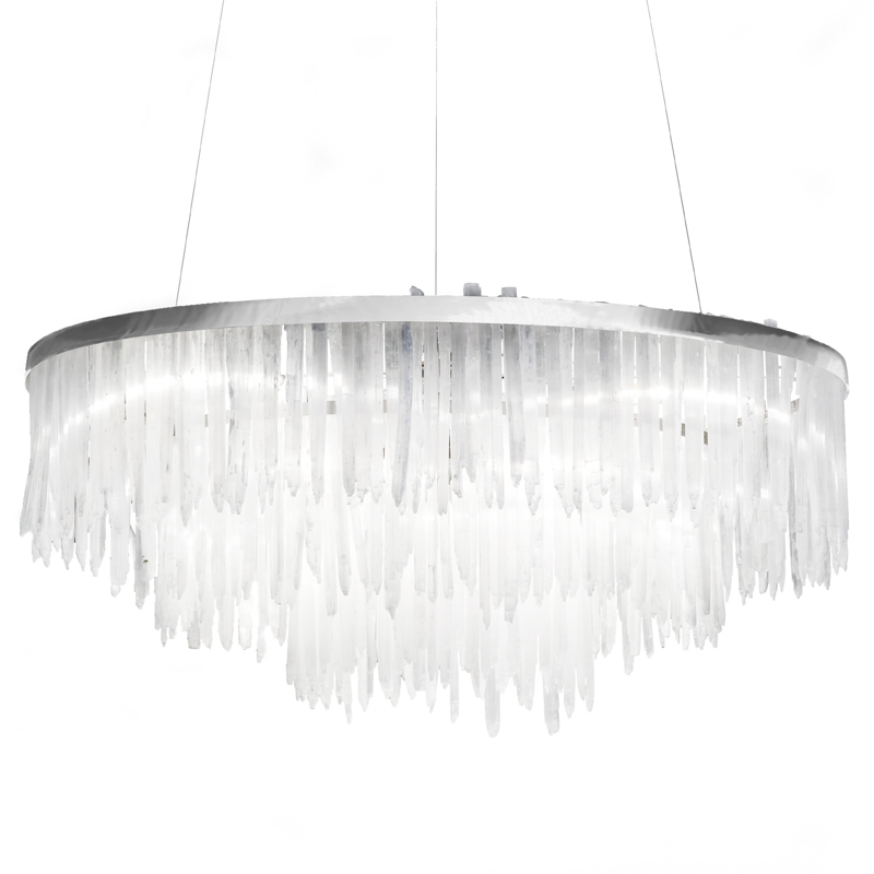 Люстра LAMP SELENITE Прозрачный белый Хром Люстра LAMP SELENITE Прозрачный белый Хром в Рязани | Loft Concept