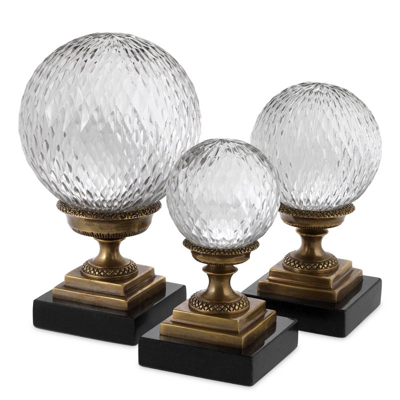 Аксессуары Eichholtz Object Divani set of 3 Черный Прозрачный Винтажная латунь Аксессуары Eichholtz Object Divani set of 3 Черный Прозрачный Винтажная латунь в Рязани | Loft Concept