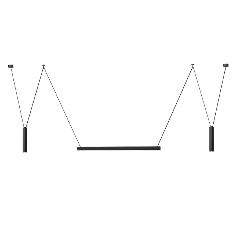Комплект трековой системы из трех светильников черного цвета Flos Wireline Lighting Черный Комплект трековой системы из трех светильников черного цвета Flos Wireline Lighting Черный в Рязани | Loft Concept