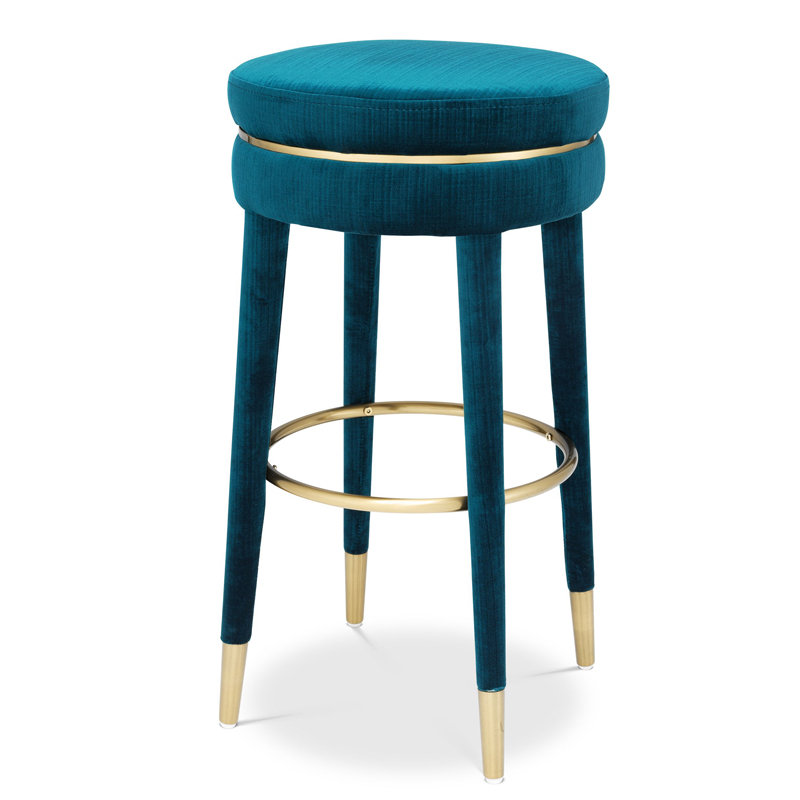 Барный стул Eichholtz Bar Stool Parisian blue Бирюзовый Латунь Барный стул Eichholtz Bar Stool Parisian blue Бирюзовый Латунь в Рязани | Loft Concept