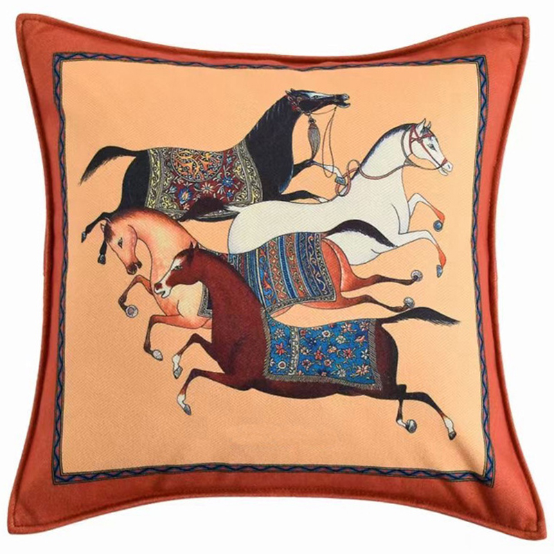 Декоративная подушка Hermes Horse 39 Оранжевый Мульти Декоративная подушка Hermes Horse 39 Оранжевый Мульти в Рязани | Loft Concept
