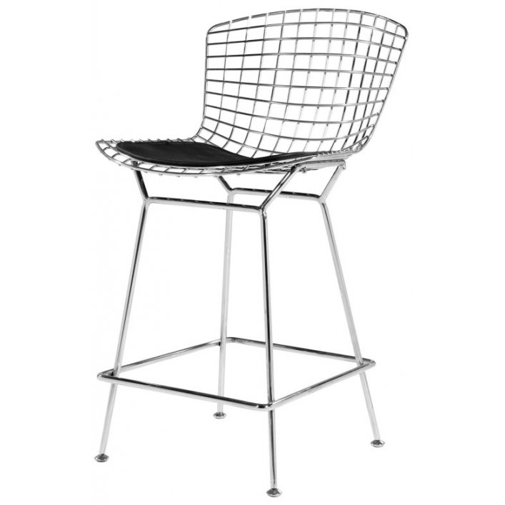 Барный стул Bertoia Barstool Черный Серебряный Барный стул Bertoia Barstool Черный Серебряный в Рязани | Loft Concept