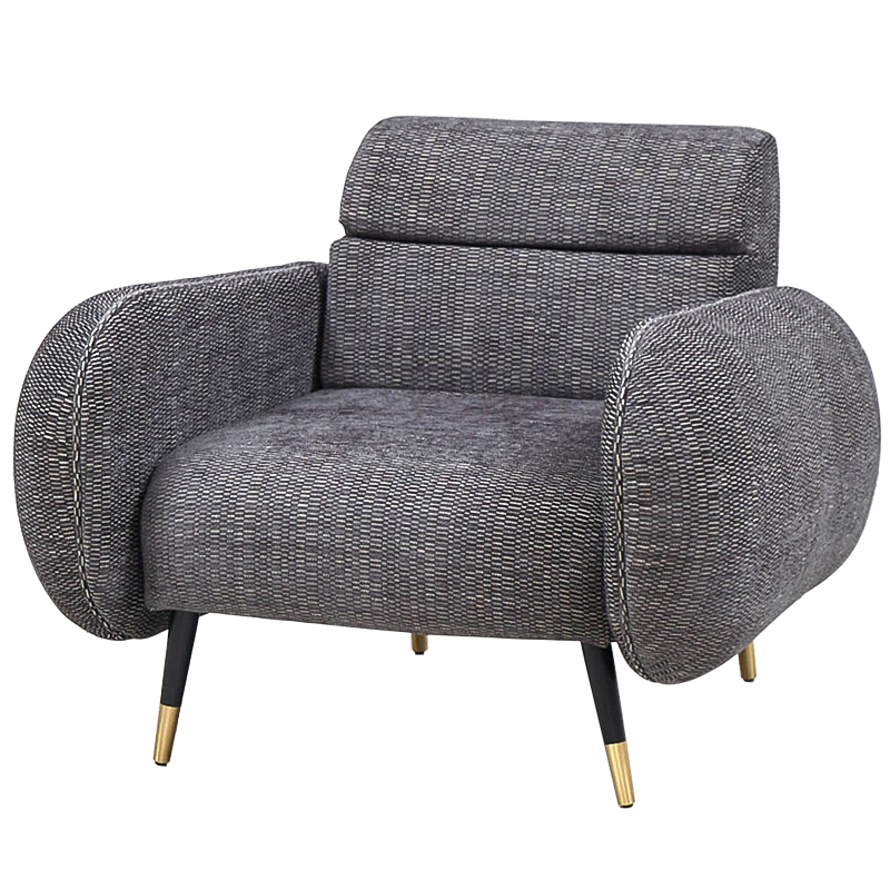 Кресло Hebert Armchair Grey Серый Черный Латунь Кресло Hebert Armchair Grey Серый Черный Латунь в Рязани | Loft Concept