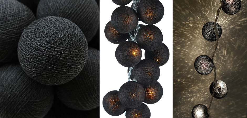 Гирлянда хлопковые фонарики Сotton Ball Ice Black - Loft-Concept в Рязани