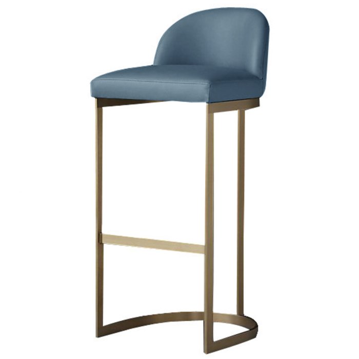 Барный стул Barrel Back Counter Stool Голубой Золотой Барный стул Barrel Back Counter Stool Голубой Золотой в Рязани | Loft Concept
