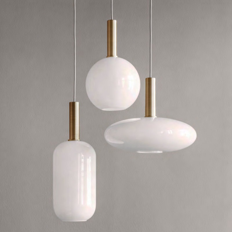 Подвесной светильник Ferm Living Opal Lamp Белый Золотой Подвесной светильник Ferm Living Opal Lamp Белый Золотой в Рязани | Loft Concept
