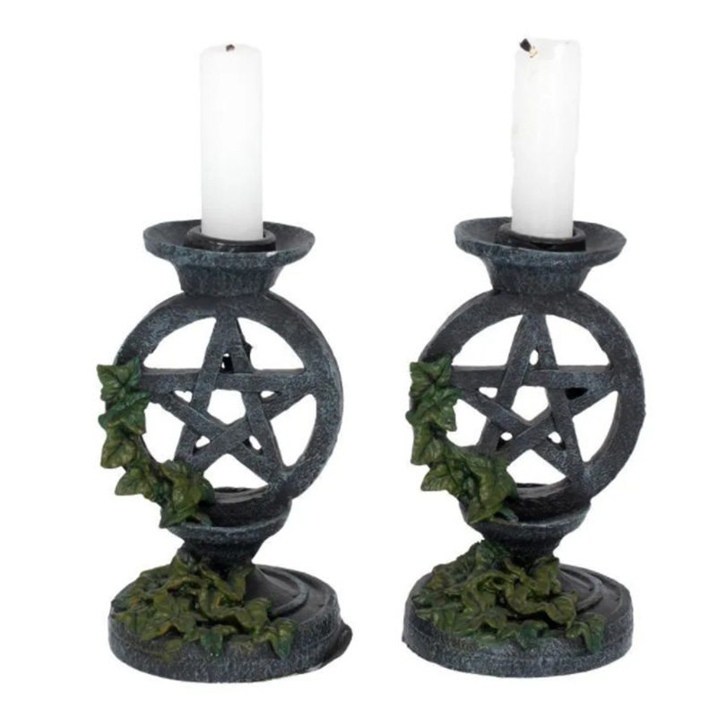 Набор из 2-х подсвечников Pentagram Candlestick Серый в Рязани | Loft Concept 