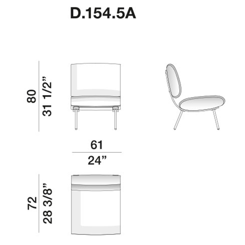 Дизайнерское кресло без подлокотников Gio Ponti ROUND D.154.5 Armchair Дизайнерское кресло без подлокотников Gio Ponti ROUND D.154.5 Armchair в Рязани