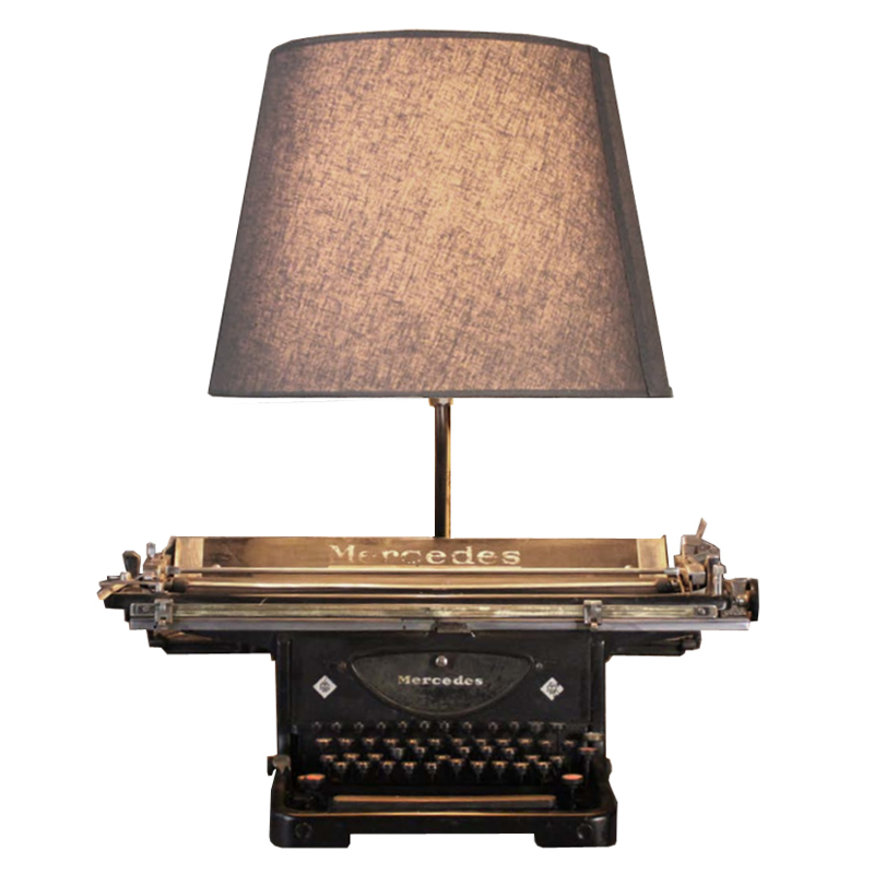 Настольная лампа Antique Typewriter Mercedes с абажуром Черный Настольная лампа Antique Typewriter Mercedes с абажуром Черный в Рязани | Loft Concept