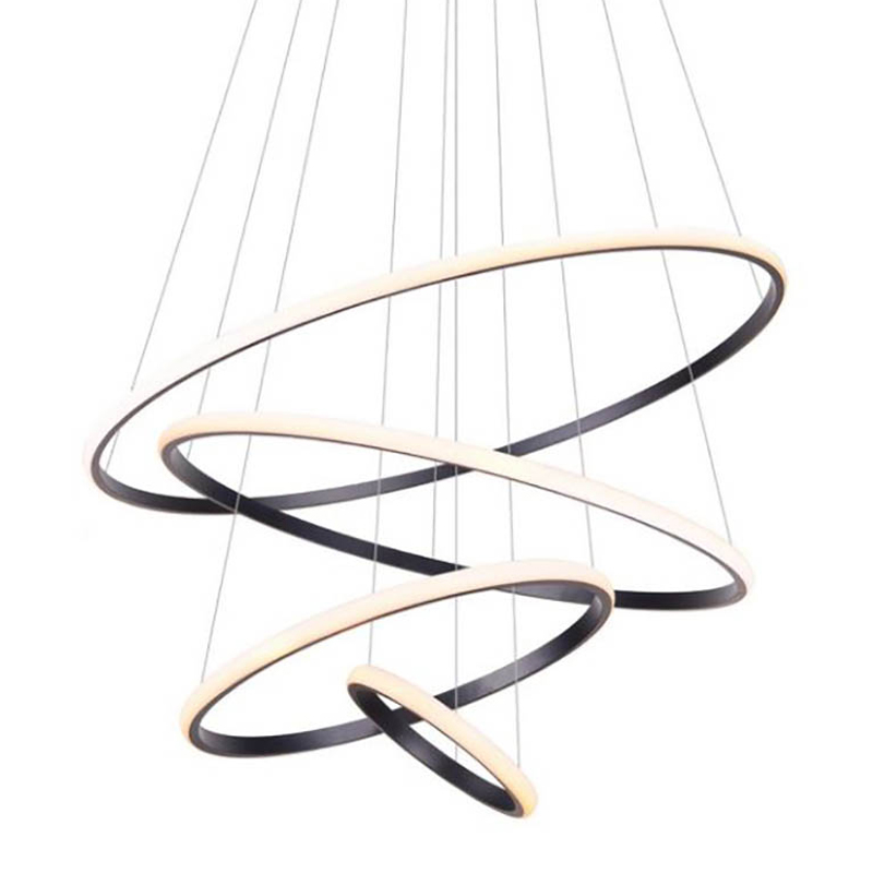 Люстра Ring Horizontal Trio black 80+60+40+20 Черный Белый Люстра Ring Horizontal Trio black 80+60+40+20 Черный Белый в Рязани | Loft Concept