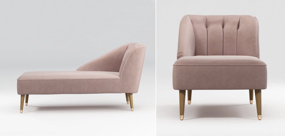 Кушетка Chaise Longue, Pink Cotton Velvet Кушетка Chaise Longue, Pink Cotton Velvet - Loft-Concept в Рязани