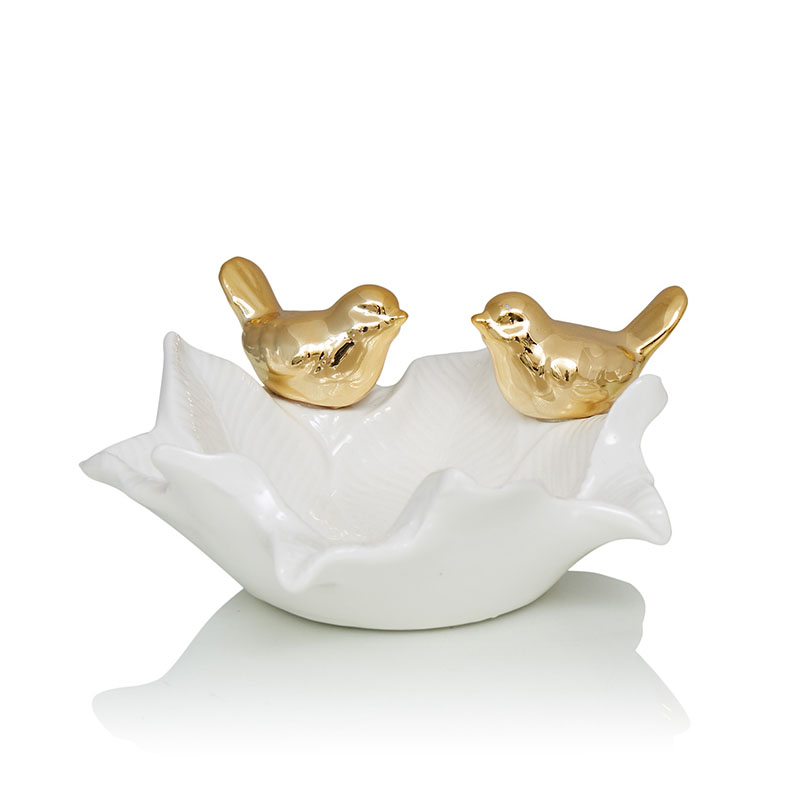 Блюдо Decorative Dish Birds Белый Глянцевое золото Блюдо Decorative Dish Birds Белый Глянцевое золото в Рязани | Loft Concept
