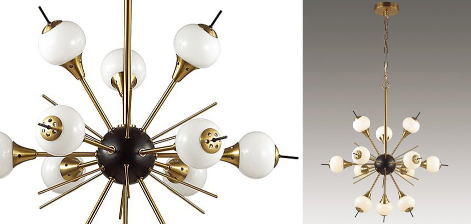 White Glass Globes Sputnik Chandelier White Glass Globes Sputnik Chandelier - Loft-Concept в Рязани