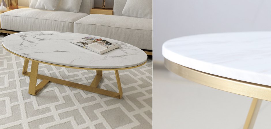 Кофейный стол Marble Oval Table Кофейный стол Marble Oval Table - Loft-Concept в Рязани