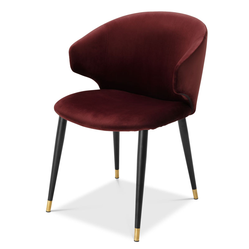 Стул Eichholtz DINING CHAIR VOLANTE burgundy Бургундский красный Черный Золотой Стул Eichholtz DINING CHAIR VOLANTE burgundy Бургундский красный Черный Золотой в Рязани | Loft Concept