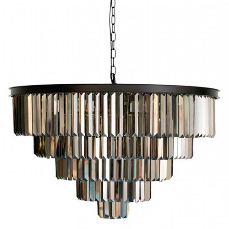 Круглая Люстра RH 1920s Odeon Black iron Five Layers Серое Стекло диаметр 80 см Черный Серый Круглая Люстра RH 1920s Odeon Black iron Five Layers Серое Стекло диаметр 80 см Черный Серый в Рязани | Loft Concept