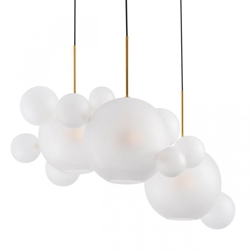 Светодиодный светильник Giopato & Coombes Bollr Bubble Chandelier Circle матовое белое стекло 3 плафона Белый Золотой Светодиодный светильник Giopato & Coombes Bollr Bubble Chandelier Circle матовое белое стекло 3 плафона Белый Золотой в Рязани | Loft Concept
