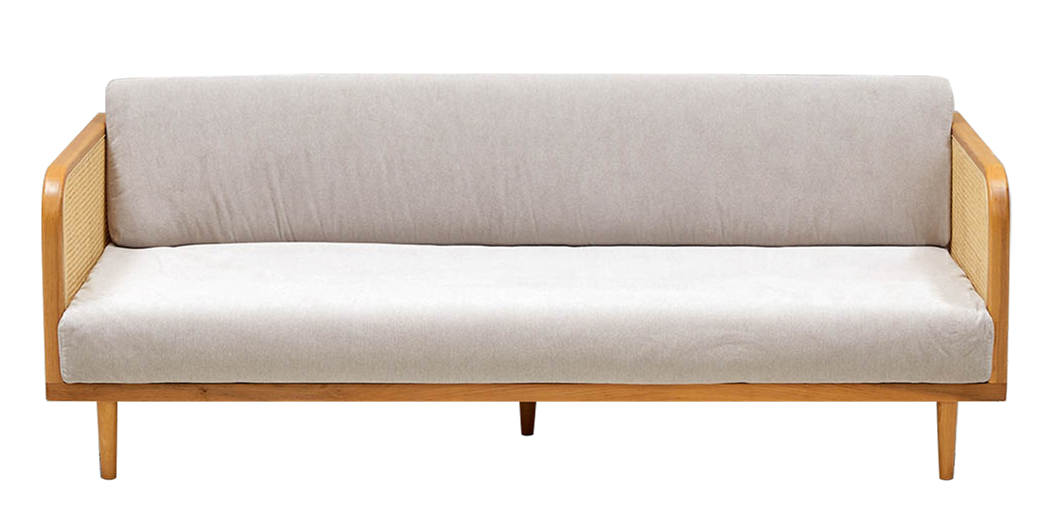 Диван с отделкой из ротанга Nava Rattan Decor Sofa Light - фото №1