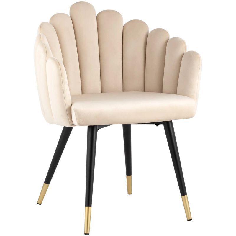 Стул Camellia Chair Бежевый Велюр Бежевый Черный Стул Camellia Chair Бежевый Велюр Бежевый Черный в Рязани | Loft Concept