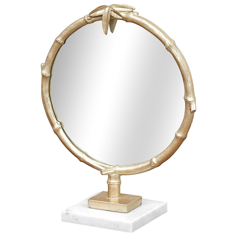 Зеркало настольное Bamboo Gold Marble Mirror Золотой Белый Зеркало Зеркало настольное Bamboo Gold Marble Mirror Золотой Белый Зеркало в Рязани | Loft Concept