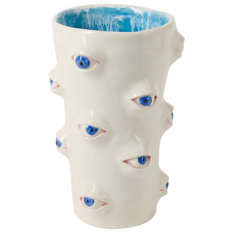 Ваза Many Eyes Vase Молочный Голубой Синий Ваза Many Eyes Vase Молочный Голубой Синий в Рязани | Loft Concept