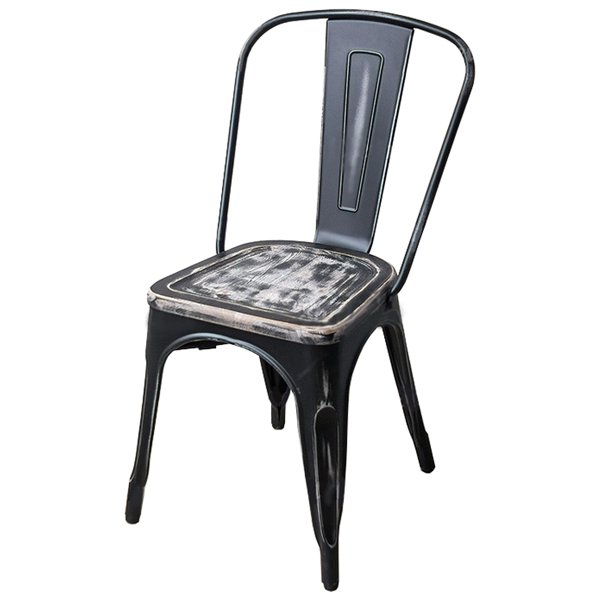 Кухонный стул Tolix Chair Vintage Wood Винтажный черный Кухонный стул Tolix Chair Vintage Wood Винтажный черный в Рязани | Loft Concept