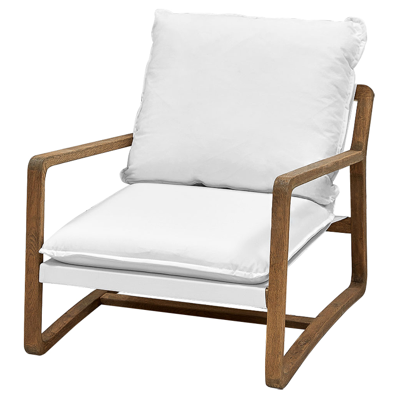 Белое кресло Loan Armchair с каркасом из массива дуба Белый Светлый дуб в Рязани | Loft Concept 