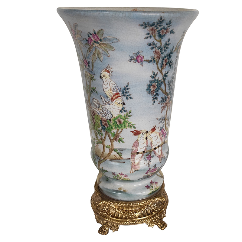 Ваза Blue Vase Parrots Бронза Мульти Голубой Ваза Blue Vase Parrots Бронза Мульти Голубой в Рязани | Loft Concept