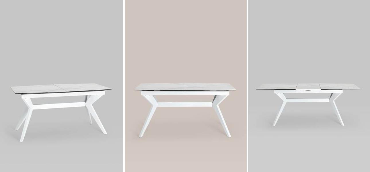 Обеденный стол Akseldor Ceramics раскладной белый - фото