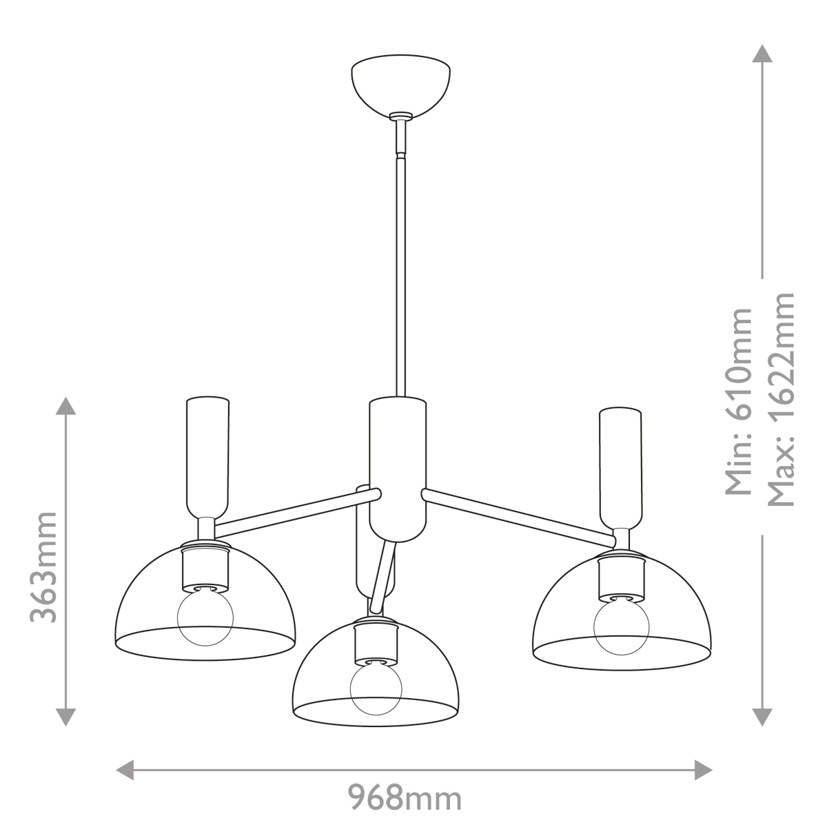 Люстра с 3-мя прозрачными полусферическими плафонами из стекла Alora Mood в Рязани