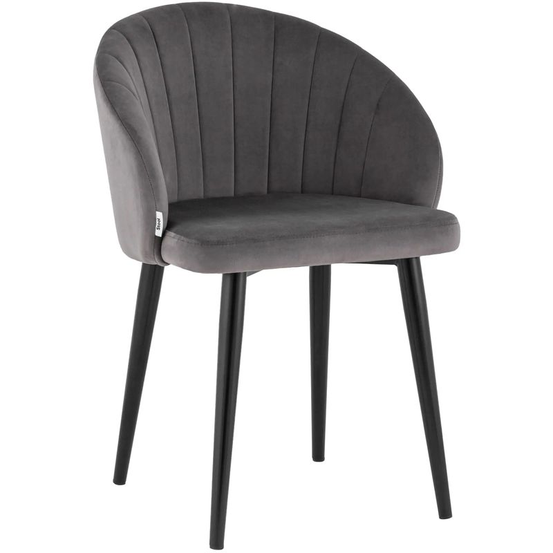 Стул Balsari Chair Серый Велюр Серый Черный Стул Balsari Chair Серый Велюр Серый Черный в Рязани | Loft Concept