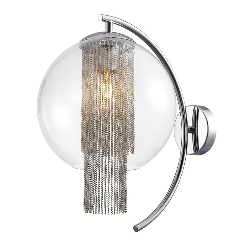 Бра Cascade Chains Wall Lamp Прозрачное Стекло Хром Серебряный Бра Cascade Chains Wall Lamp Прозрачное Стекло Хром Серебряный в Рязани | Loft Concept