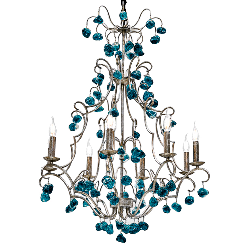 Люстра Crystal Blue Cupertino Chandelier  Бирюзовый в Рязани | Loft Concept 