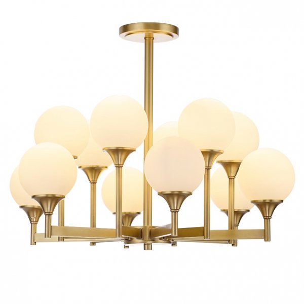 Люстра Ball Valley Chandelier 12 Белый Латунь Люстра Ball Valley Chandelier 12 Белый Латунь в Рязани | Loft Concept
