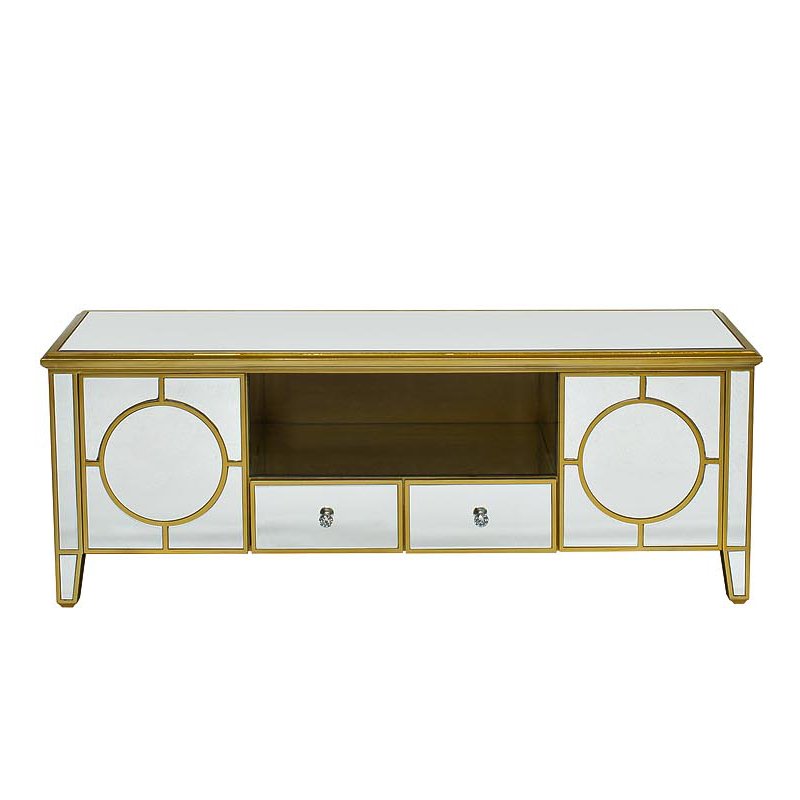 Комод в стиле арт-деко зеркальный Mirrored Circles Commode Золотой Комод в стиле арт-деко зеркальный Mirrored Circles Commode Золотой в Рязани | Loft Concept
