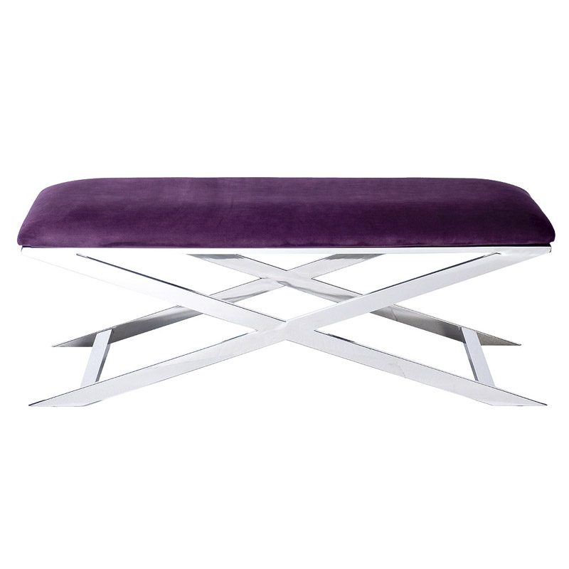 Банкетка Bench Velor Violet Хром Фиолетовый Банкетка Bench Velor Violet Хром Фиолетовый в Рязани | Loft Concept