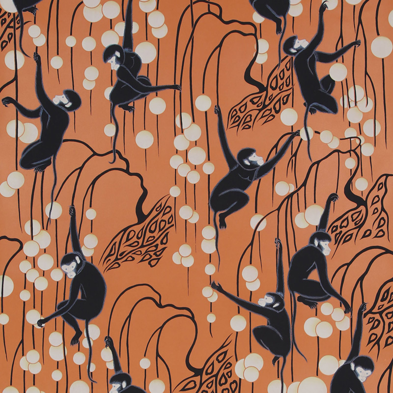 Обои ручная роспись Deco Monkeys Terracotta on dyed paper Обои ручная роспись Deco Monkeys Terracotta on dyed paper в Рязани | Loft Concept