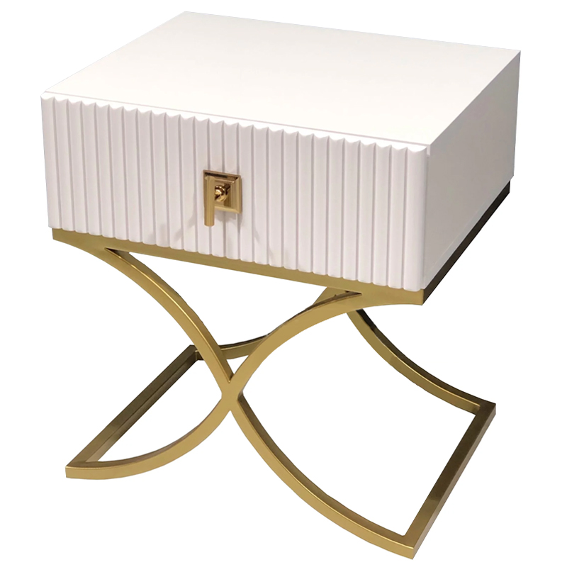 Тумба Catrin Nightstand Белый Золотой Тумба Catrin Nightstand Белый Золотой в Рязани | Loft Concept